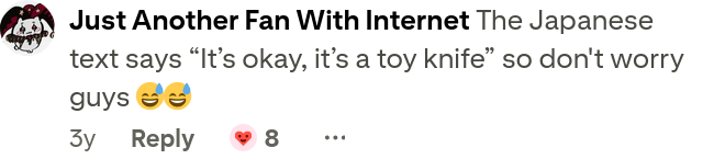 don't worry it's just a toy knife!