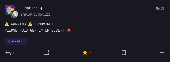 warning landmine be gentle PLS